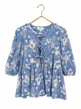 Anniewear Blue Floral Blouse — Size M